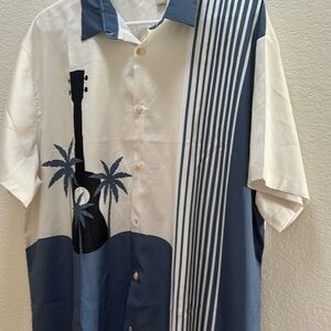 Men's Blue and White Hawaiian Shirt